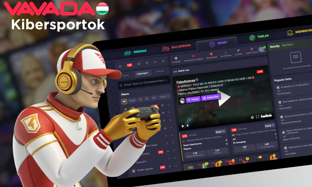 A Vavada-nál a legnépszerűbb esport sportágakra lehet fogadni